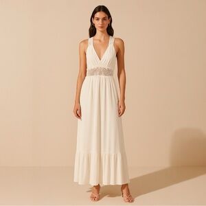 Honey Punch Lace Insert Maxi Dress – Ivory, Size - Medium